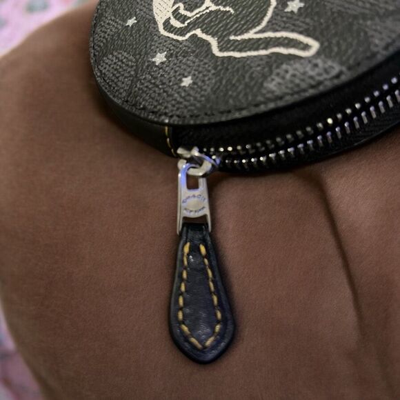 NWT Coach CX348 Signature Canvas Coin Case With Halloween Cat - Picture 5 of 6